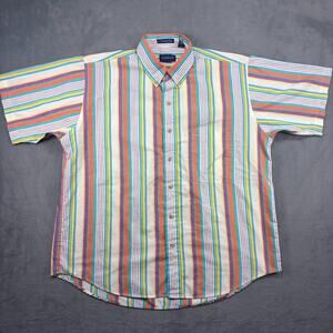 VTG Gant Button Down Shirt Men's XL Multicolor Half Sleeve Foxhunt Stripe 80s